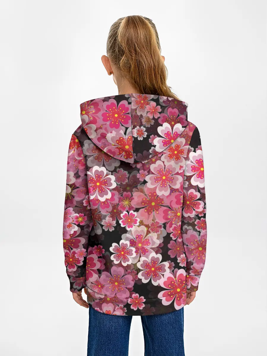 Детское худи / Иероглифы и Сакура 3D