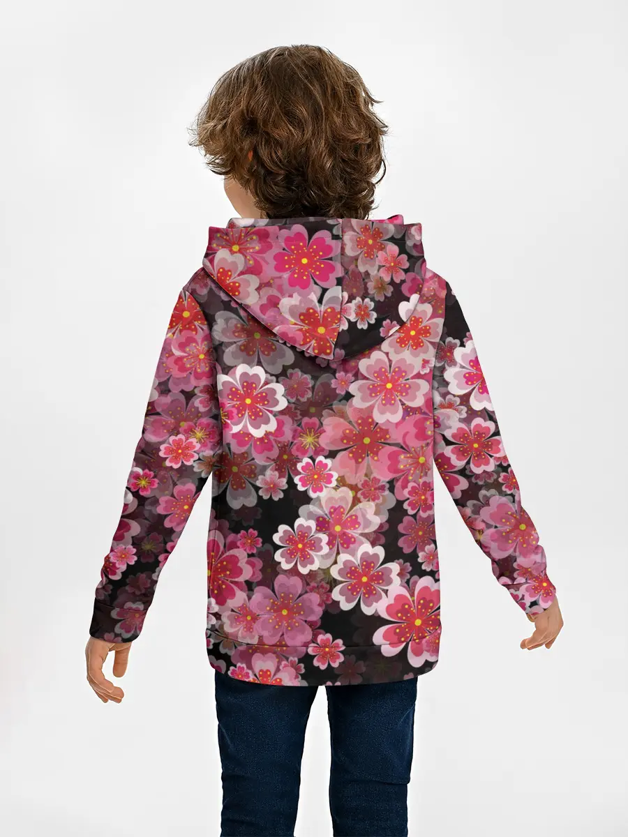 Детское худи / Иероглифы и Сакура 3D