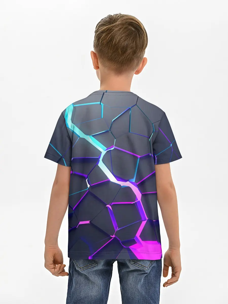 Детская базовая футболка / НЕОНОВЫЙ РАЗЛОМ | 3Д РАЗЛОМ