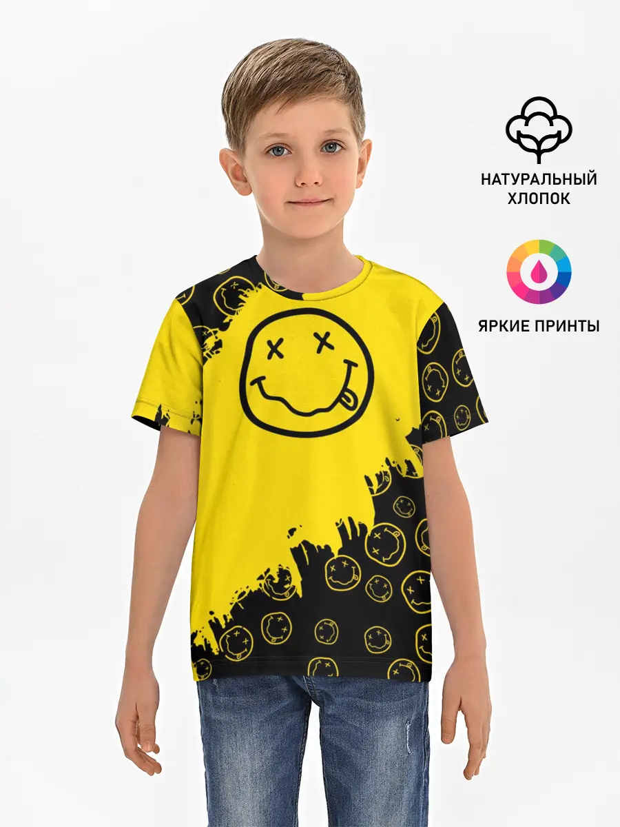 Детская базовая футболка / Nirvana Smile | Нирвана Рваный Паттерн