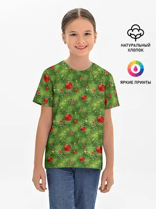 Детская базовая футболка / Зелёная Ёлка