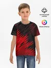 Детская базовая футболка / ЧЁРНО КРАСНЫЕ КРАСКИ | RED BLACK STRIPES