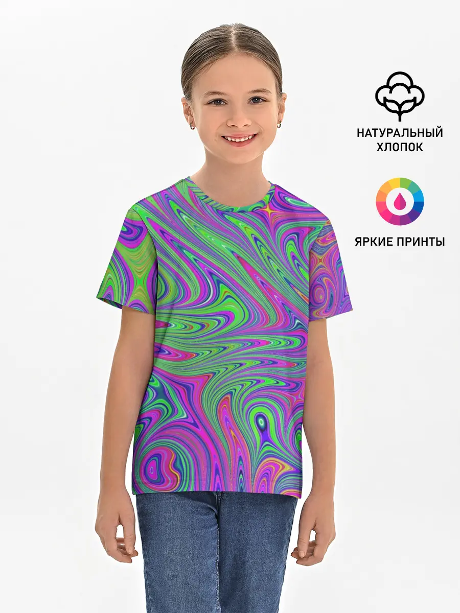 Детская базовая футболка / Неоновый абстрактный узор