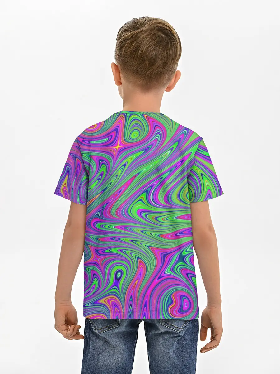 Детская базовая футболка / Неоновый абстрактный узор