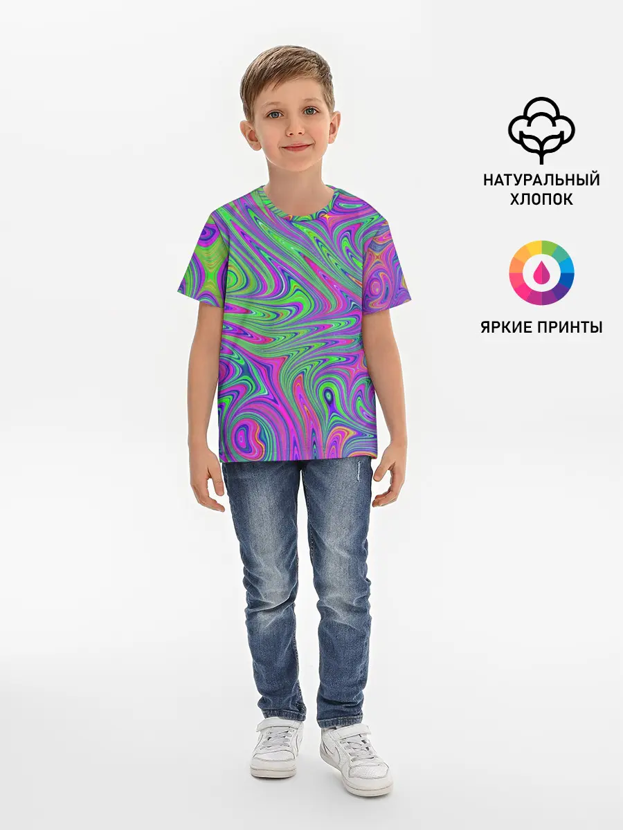 Детская базовая футболка / Неоновый абстрактный узор