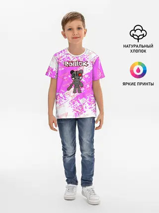Детская базовая футболка / Свинка Пигги из Roblox