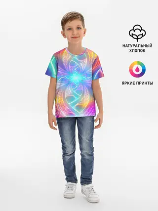 Детская базовая футболка / Узоры / Абстракция /Неон