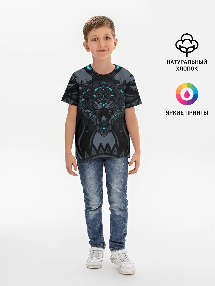 Детская базовая футболка / Рисунок тигр