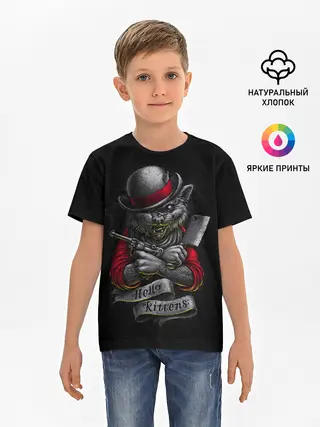 Детская базовая футболка / КОТ ДЖЕНТЕЛЬМЕН