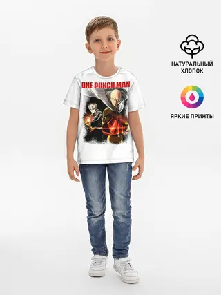 Детская базовая футболка / Сайтама и Генос One Punch-Man