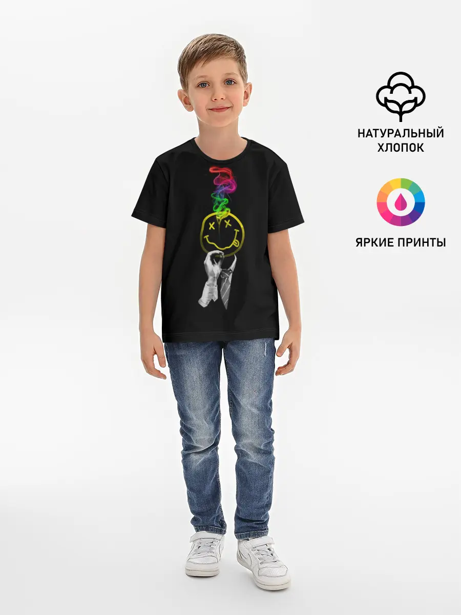 Детская базовая футболка / Нирвана смайл