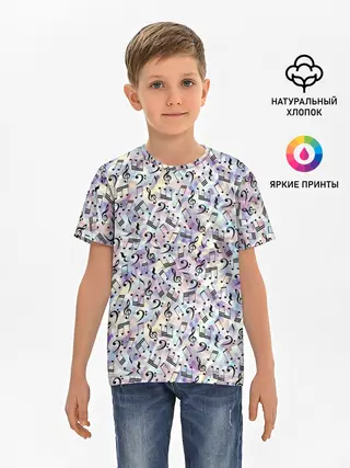 Детская базовая футболка / Музыкальные Ноты
