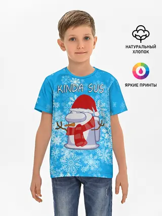 Детская базовая футболка / AMONG US СНЕГОВИК