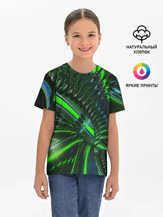 Детская базовая футболка / DIGITAL NEON GREEN