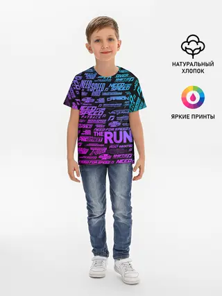 Детская базовая футболка / NFS ALL LOGOS NEON