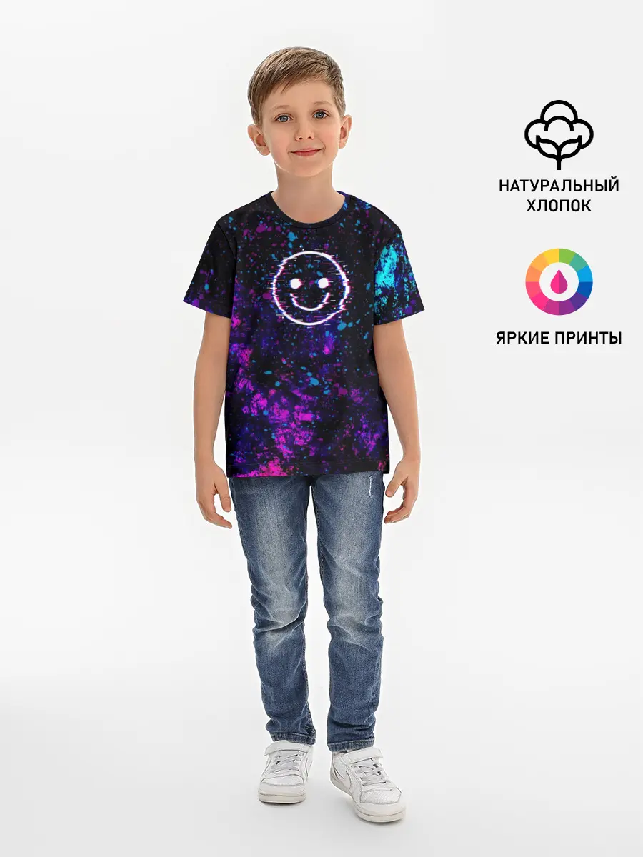 Детская базовая футболка / GLITCH SMILE | ГЛИТЧ СМАЙЛ