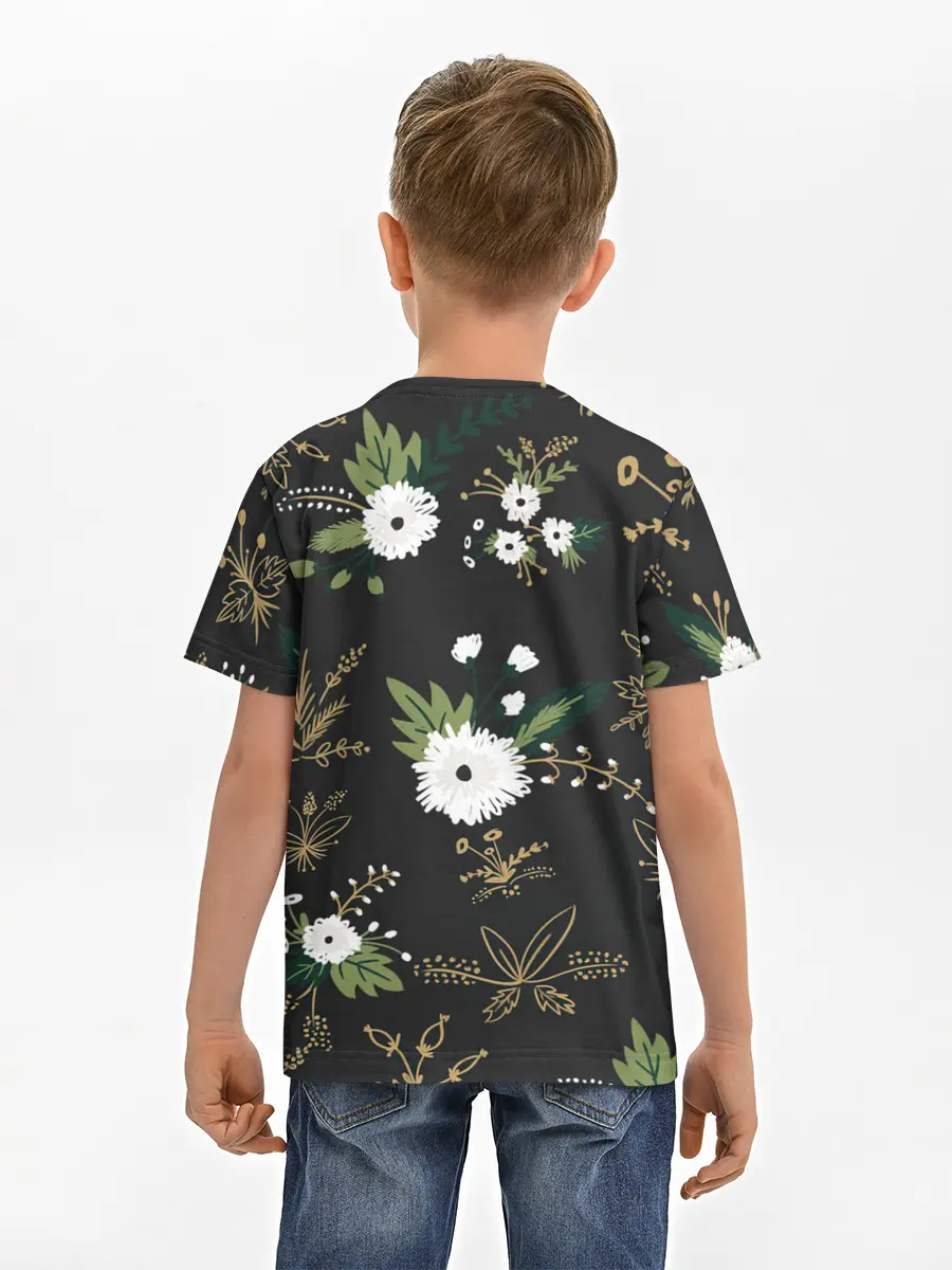 Детская базовая футболка / Белые хризантемы