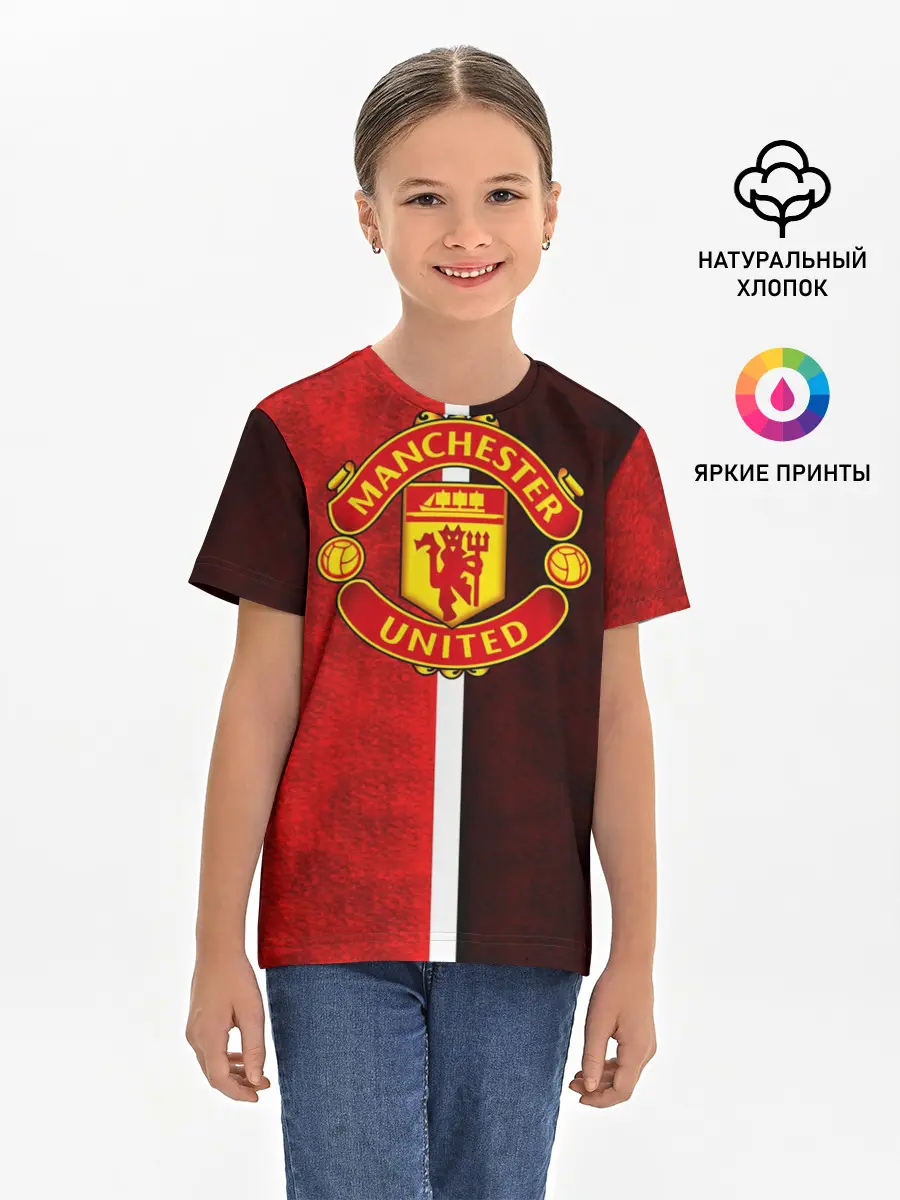 Детская базовая футболка / Манчестер Юнайтед 3D