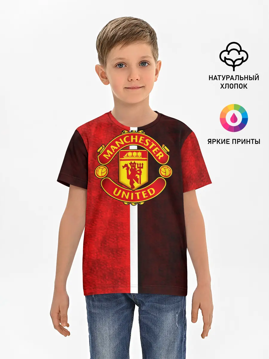 Детская базовая футболка / Манчестер Юнайтед 3D