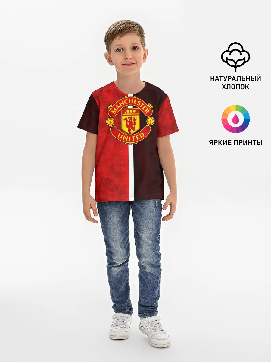 Детская базовая футболка / Манчестер Юнайтед 3D