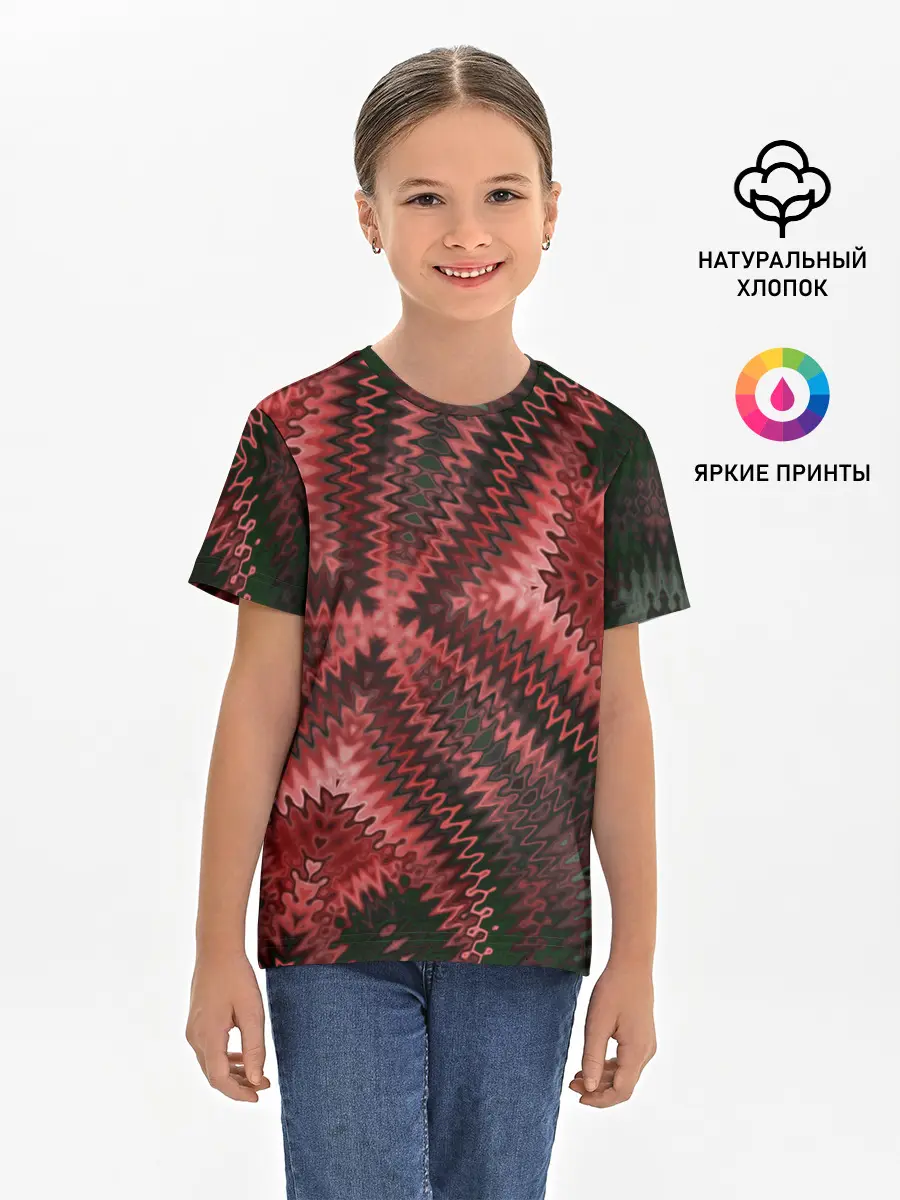 Детская базовая футболка / Серо-коричневый узор