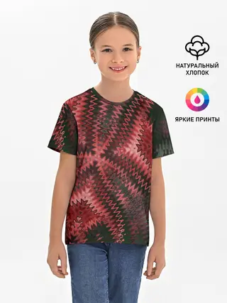 Детская базовая футболка / Серо-коричневый узор
