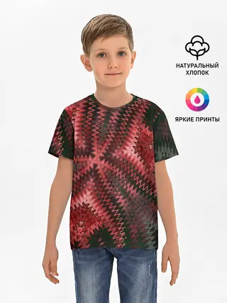 Детская базовая футболка / Серо-коричневый узор