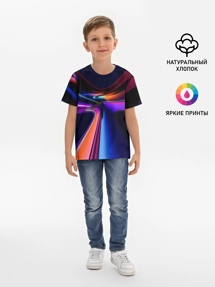 Детская базовая футболка / Красочные светящиеся линии
