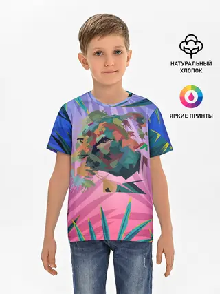 Детская базовая футболка / Тигр из абстракций