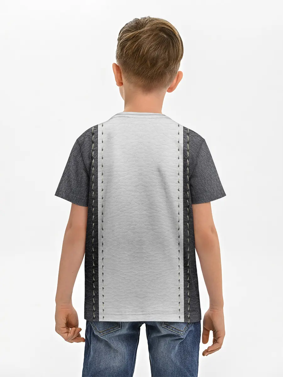 Детская базовая футболка / Черно белая кожа