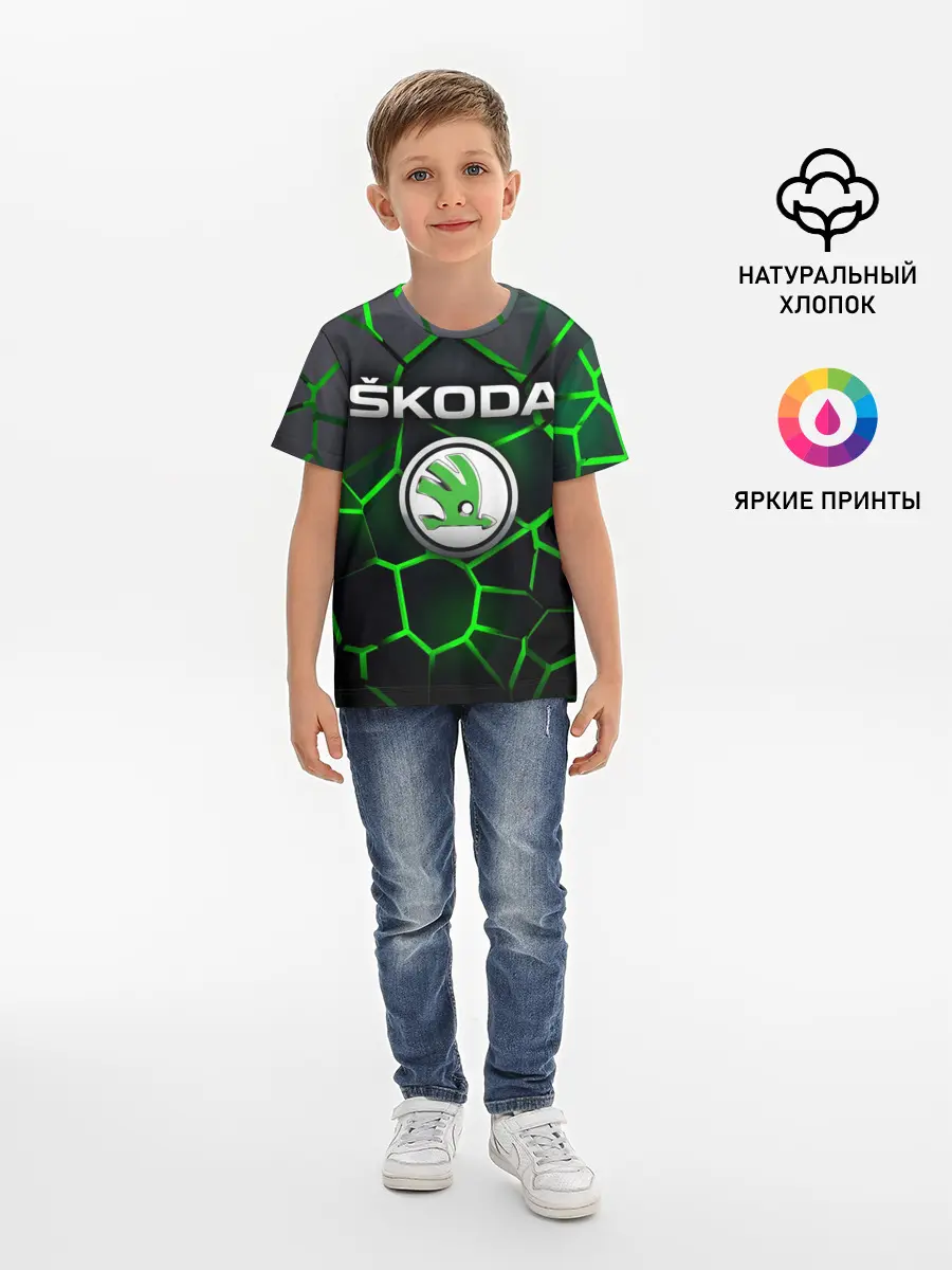 Детская базовая футболка / Skoda 3D плиты с подсветкой