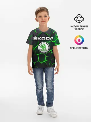 Детская базовая футболка / Skoda 3D плиты с подсветкой