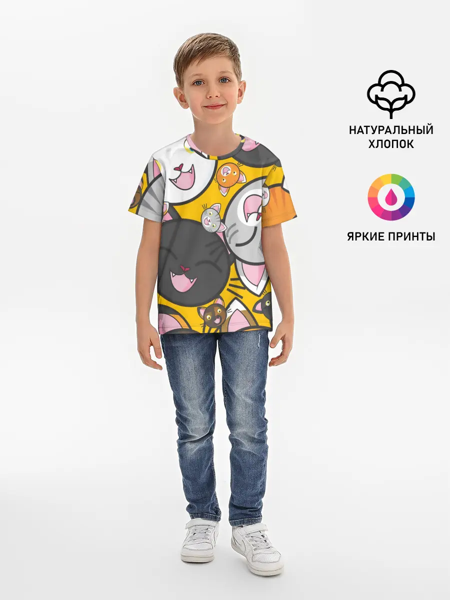 Детская базовая футболка / КОТЫ