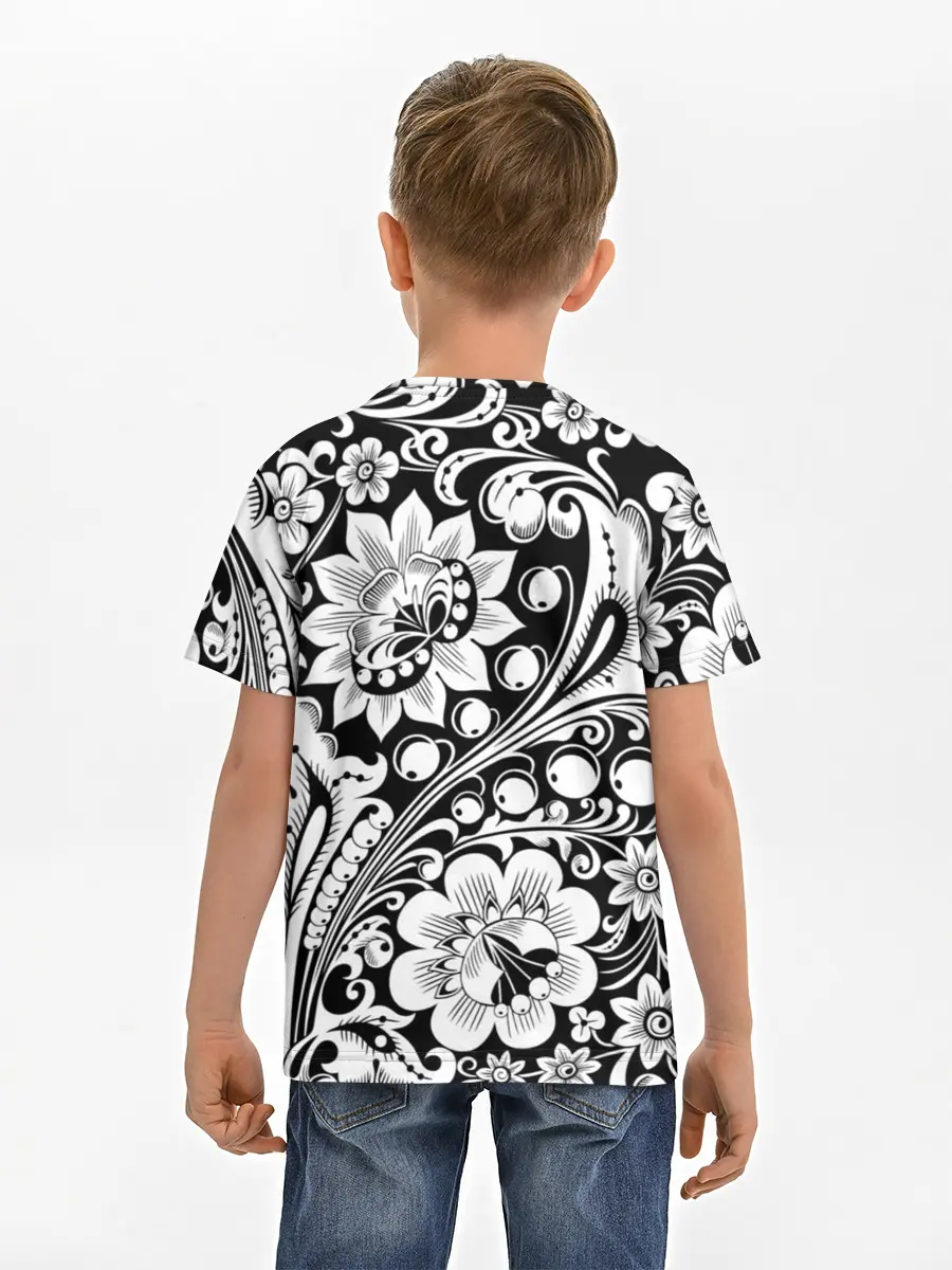 Детская базовая футболка / Хохлома чб