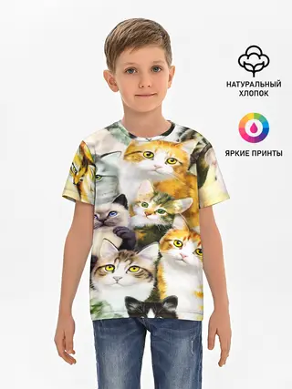 Детская базовая футболка / КОТЫ