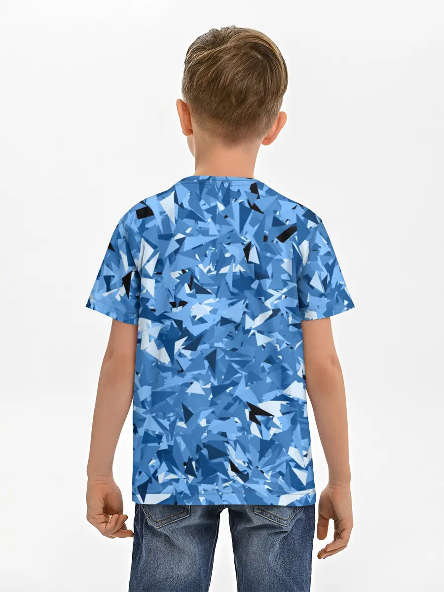 Детская базовая футболка / Сине-бело-голубой лев