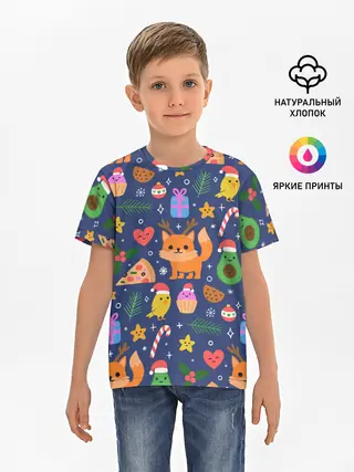 Детская базовая футболка / Новогодний макет