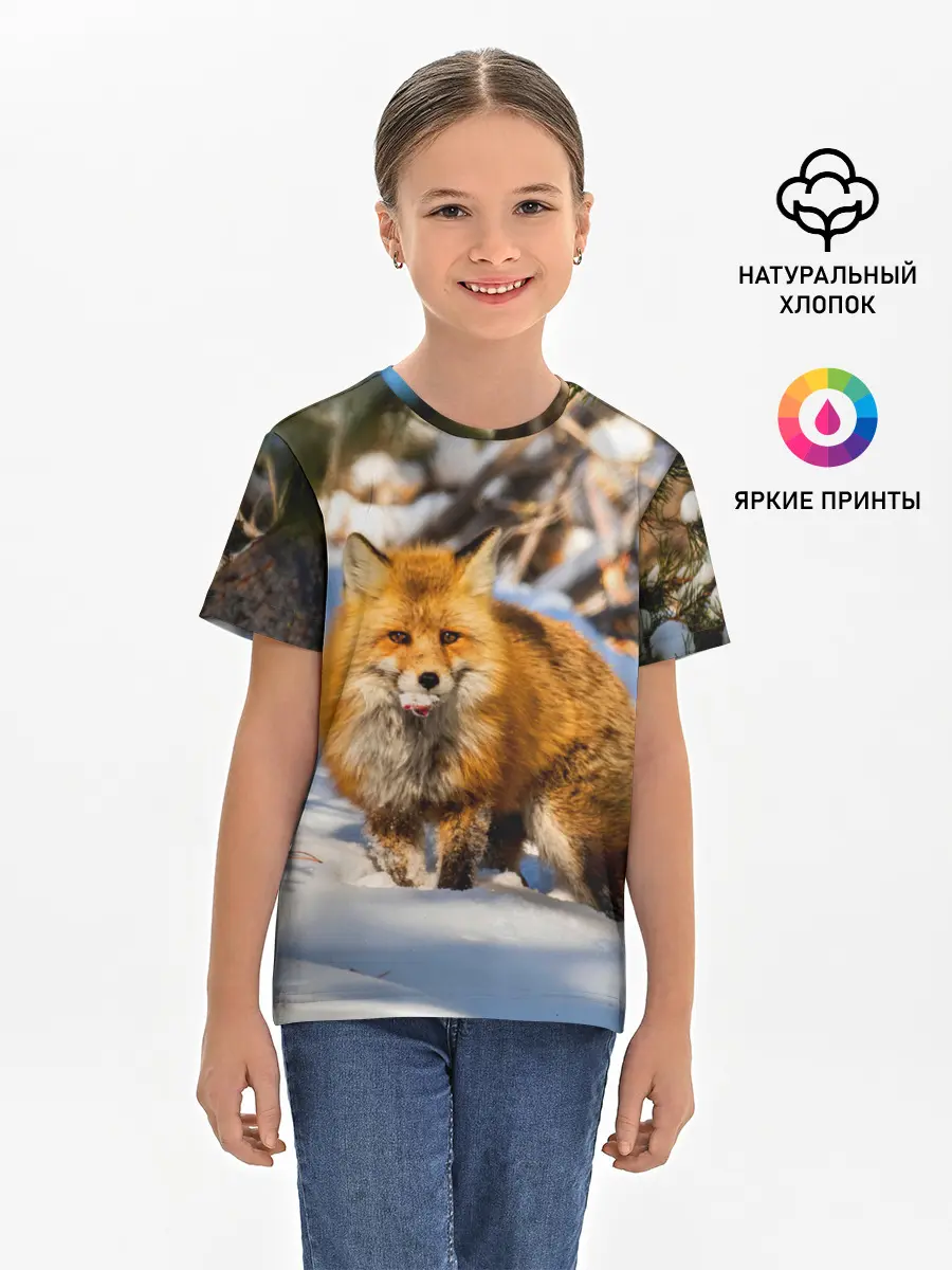 Детская базовая футболка / Лиса в лесу