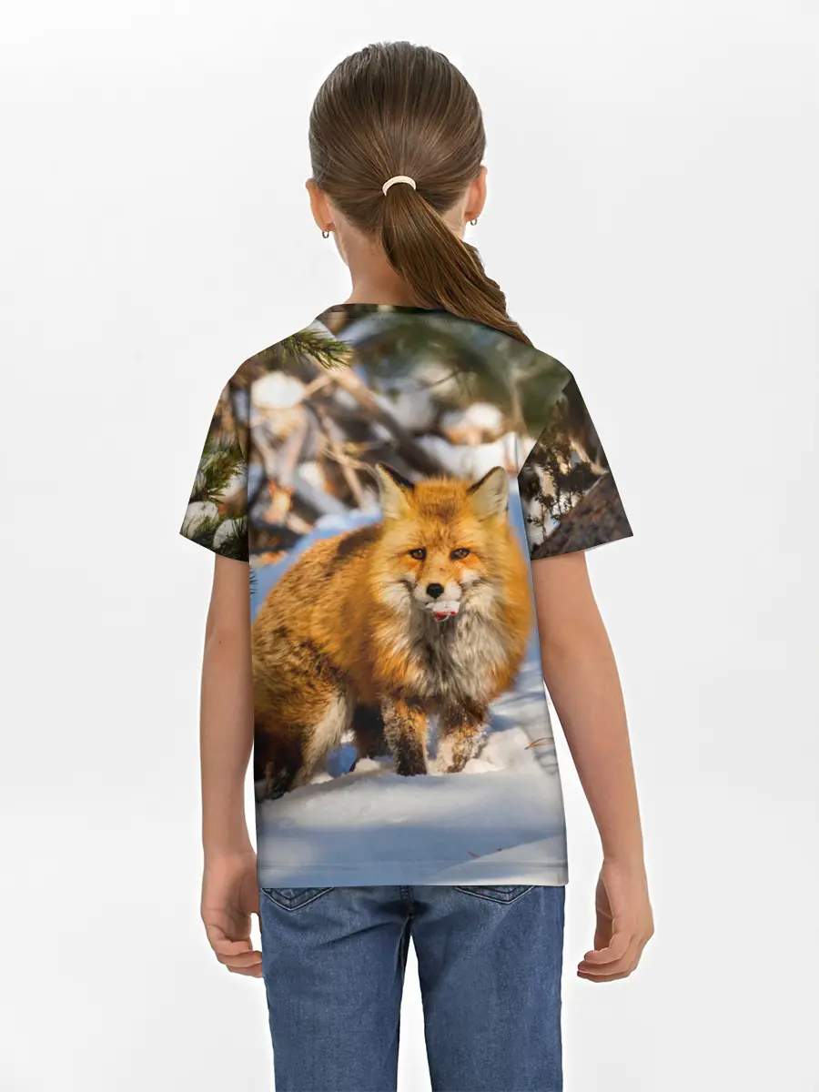 Детская базовая футболка / Лиса в лесу