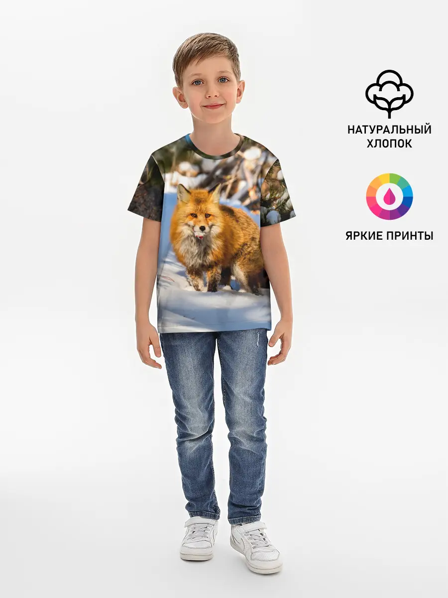 Детская базовая футболка / Лиса в лесу
