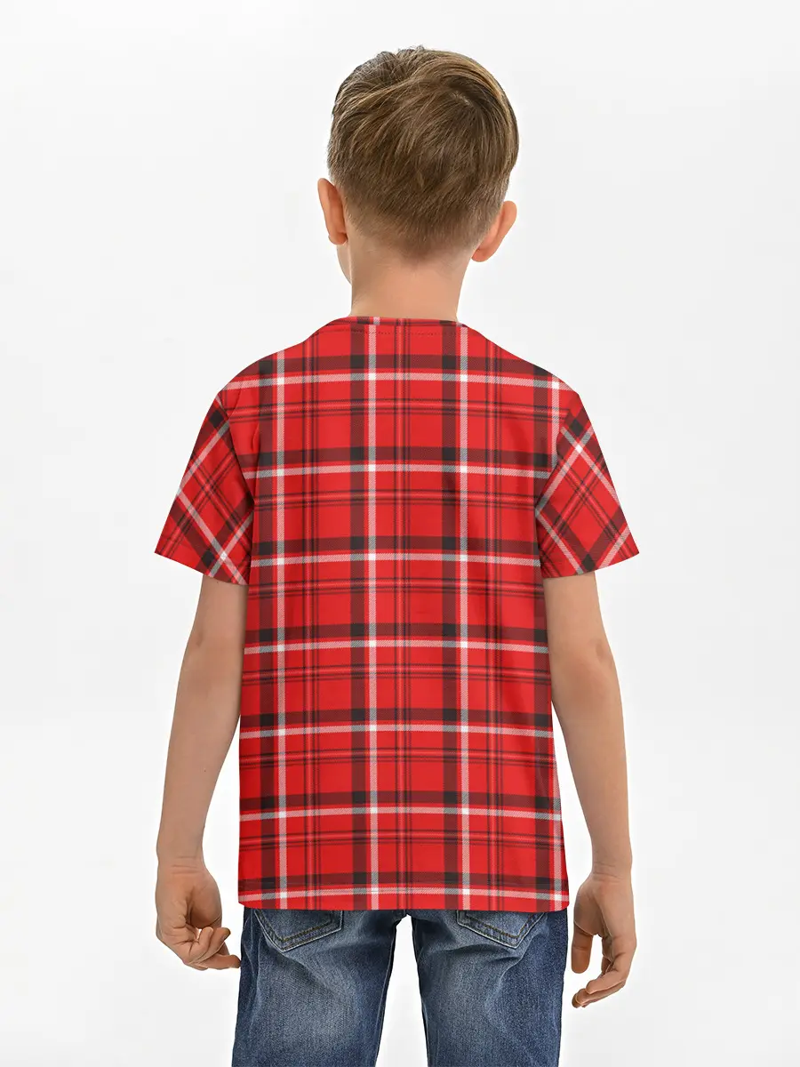 Детская базовая футболка / Красная клеточка
