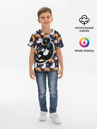 Детская базовая футболка / Японские котики
