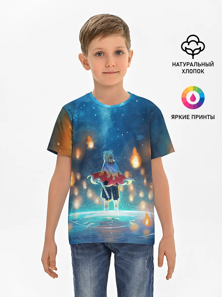 Детская базовая футболка / Ренгоку Кёджуро Клинок демонов