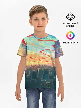 Детская базовая футболка / Токио красками