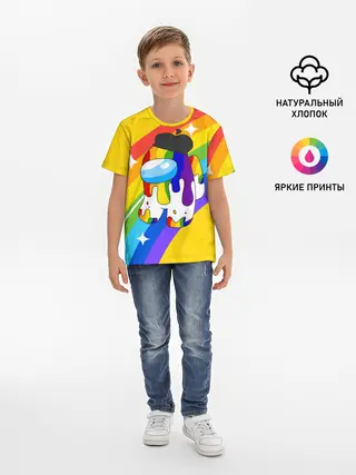 Детская базовая футболка / AMONG US - Радужный