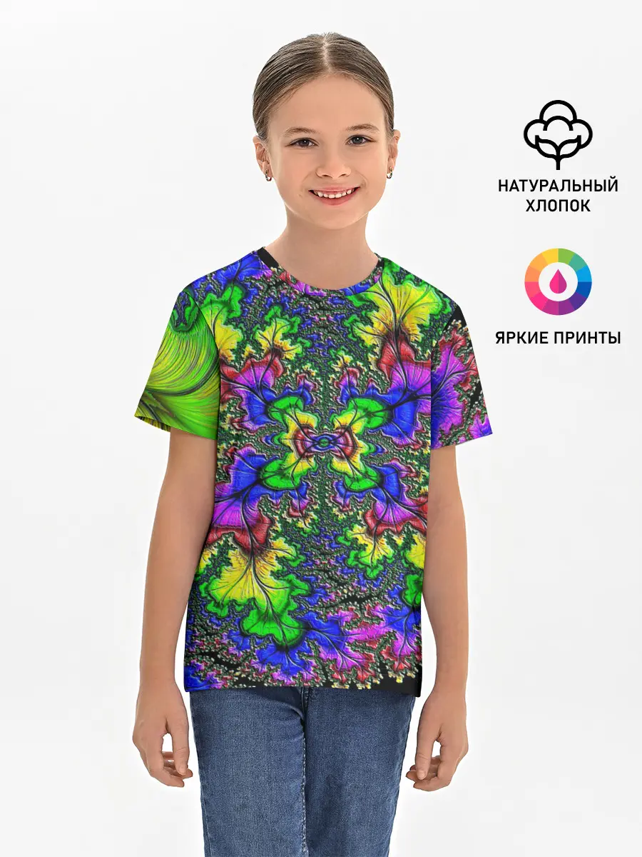 Детская базовая футболка / НЕОНОВЫЙ ЦВЕТОК