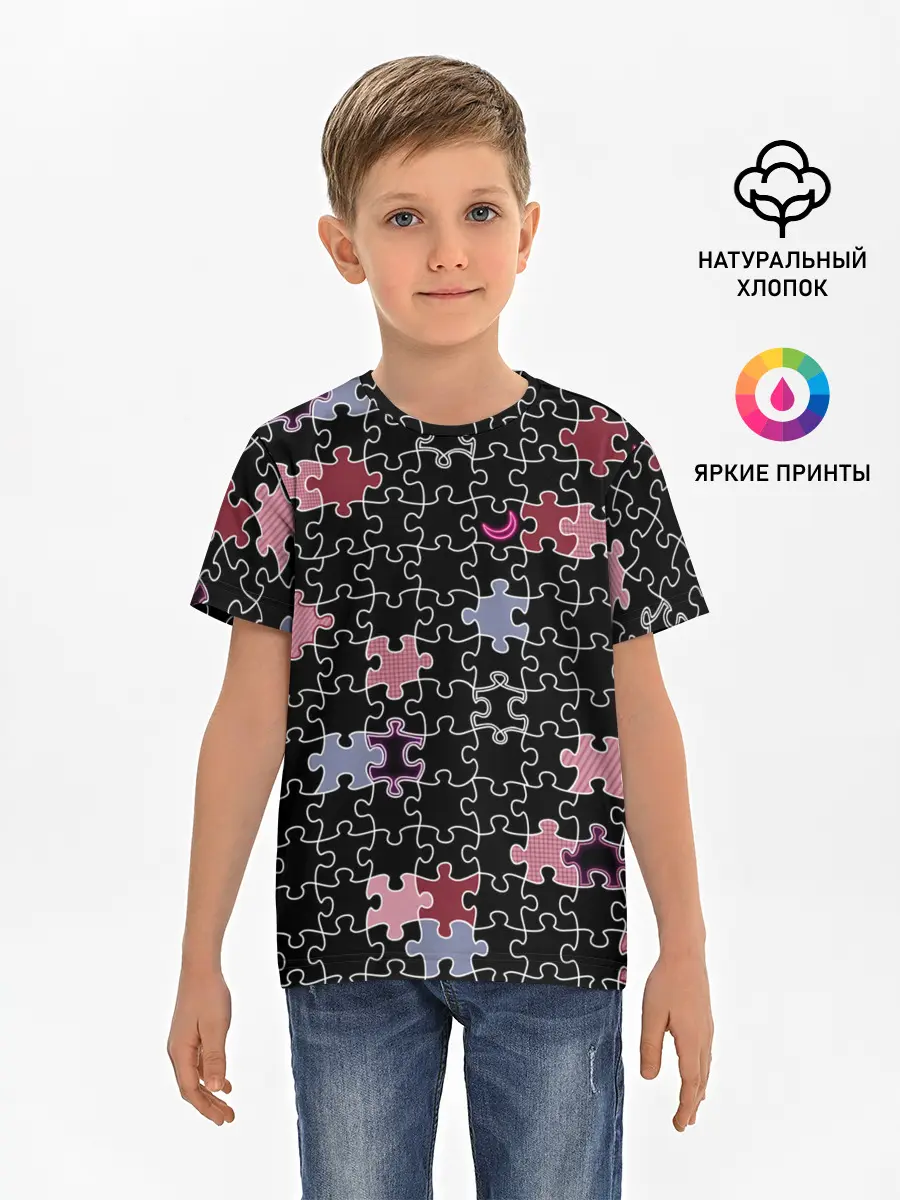Детская базовая футболка / Пазлы Винтажный стиль