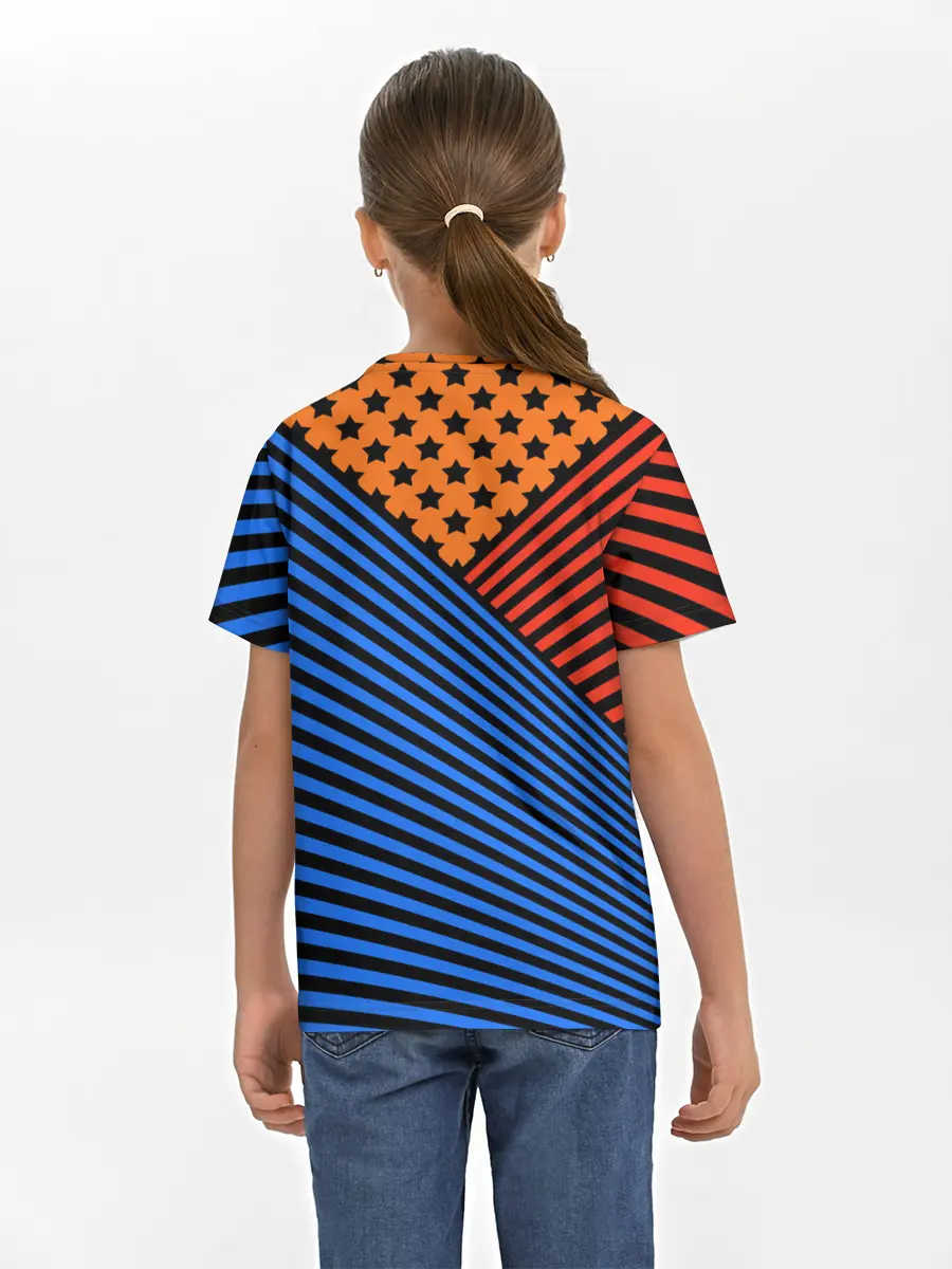 Детская базовая футболка / Комбинированный полосатый узор