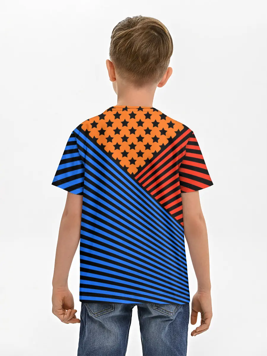 Детская базовая футболка / Комбинированный полосатый узор