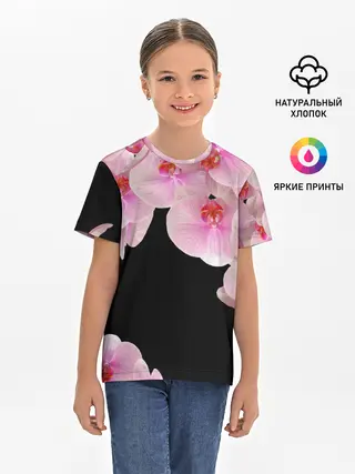 Детская базовая футболка / Орхидеи в ночи